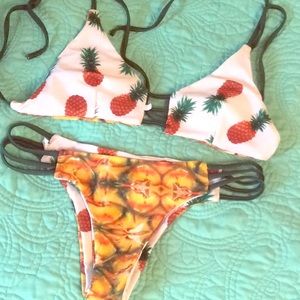 Reversible pineapple bathing suit